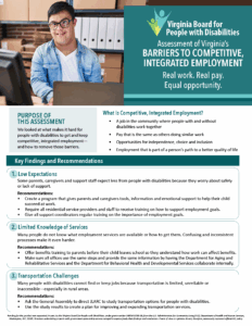 Preview of the Barriers to Competitive, Integrated Employment Assessment Infographic.