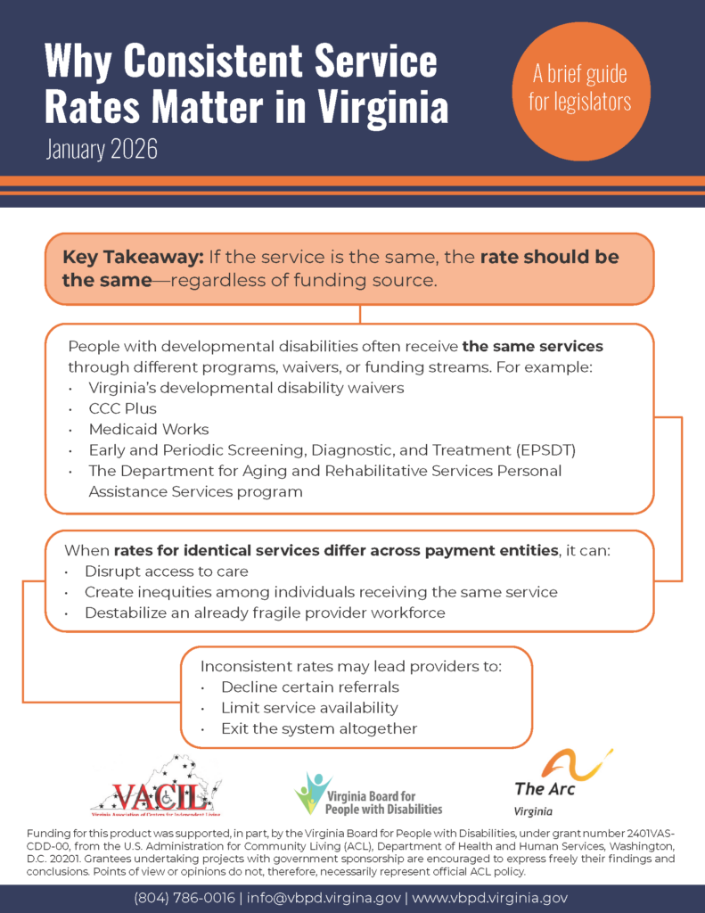 Preview of the guide for legislators on keeping consistent service rates.